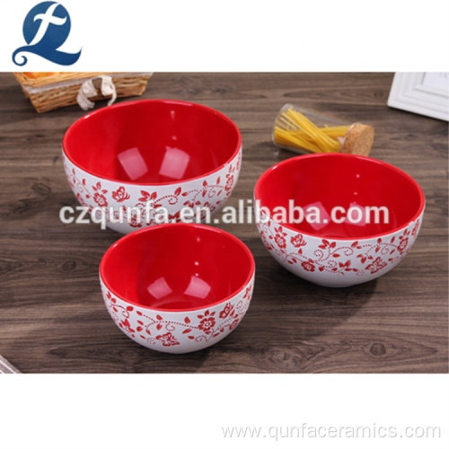 Different Size Printed Rice Soup Ceramic Noodle Bowl